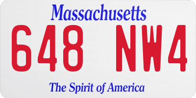 MA license plate 648NW4