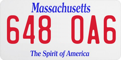 MA license plate 648OA6
