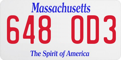 MA license plate 648OD3