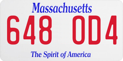 MA license plate 648OD4