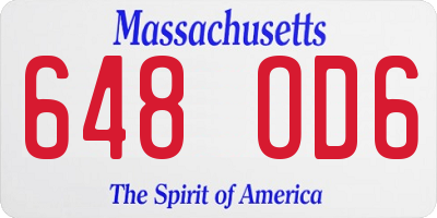 MA license plate 648OD6