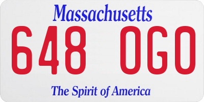 MA license plate 648OG0