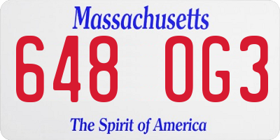 MA license plate 648OG3