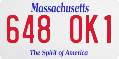 MA license plate 648OK1