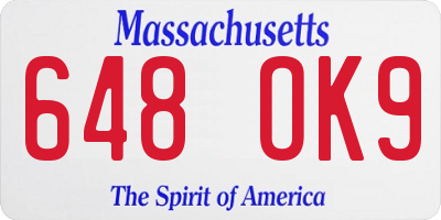 MA license plate 648OK9