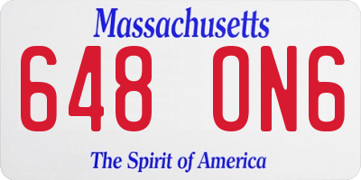 MA license plate 648ON6