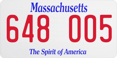 MA license plate 648OO5