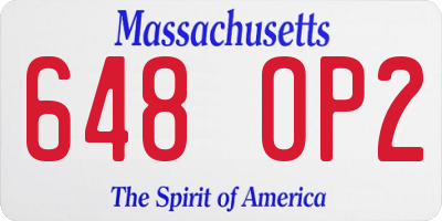 MA license plate 648OP2