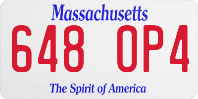 MA license plate 648OP4