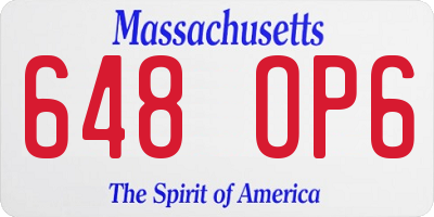 MA license plate 648OP6
