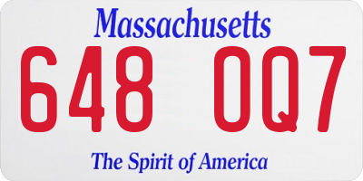 MA license plate 648OQ7