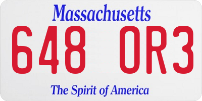 MA license plate 648OR3