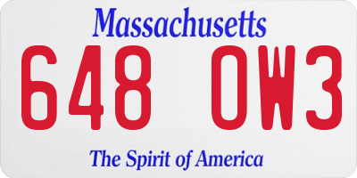 MA license plate 648OW3