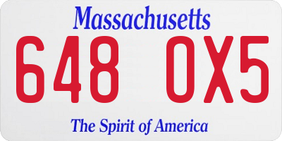 MA license plate 648OX5