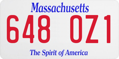MA license plate 648OZ1