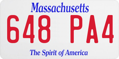 MA license plate 648PA4