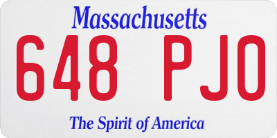 MA license plate 648PJ0