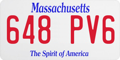 MA license plate 648PV6