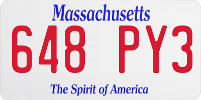 MA license plate 648PY3