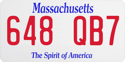 MA license plate 648QB7