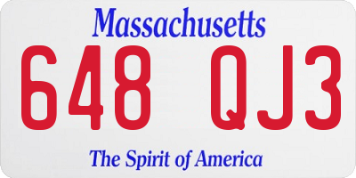 MA license plate 648QJ3