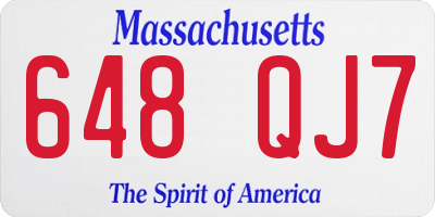 MA license plate 648QJ7