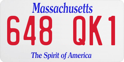 MA license plate 648QK1