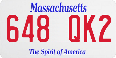 MA license plate 648QK2