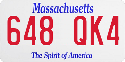 MA license plate 648QK4