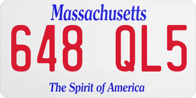 MA license plate 648QL5