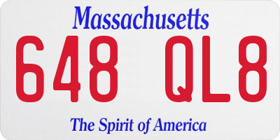 MA license plate 648QL8