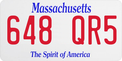 MA license plate 648QR5