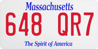 MA license plate 648QR7