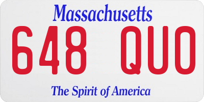 MA license plate 648QU0