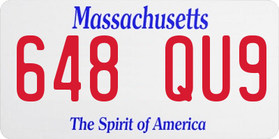 MA license plate 648QU9