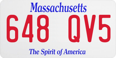 MA license plate 648QV5