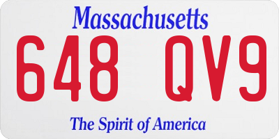 MA license plate 648QV9
