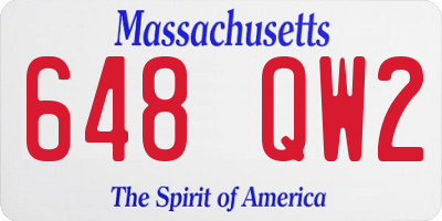 MA license plate 648QW2