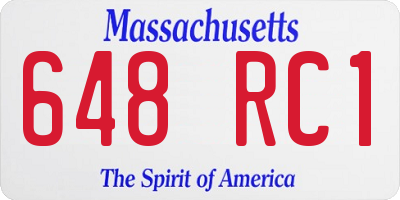 MA license plate 648RC1