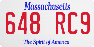 MA license plate 648RC9