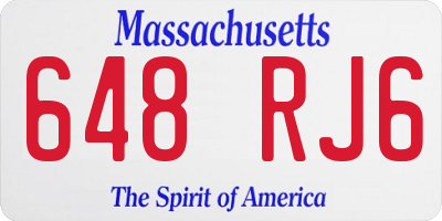 MA license plate 648RJ6