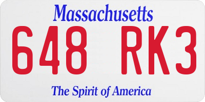 MA license plate 648RK3