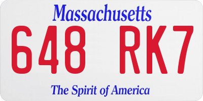MA license plate 648RK7