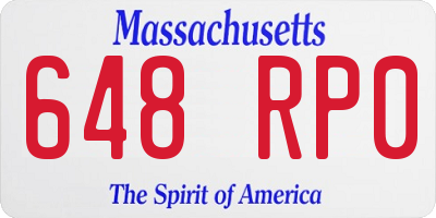 MA license plate 648RP0