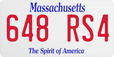MA license plate 648RS4