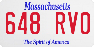MA license plate 648RV0