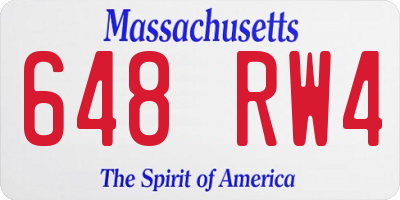 MA license plate 648RW4