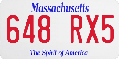 MA license plate 648RX5