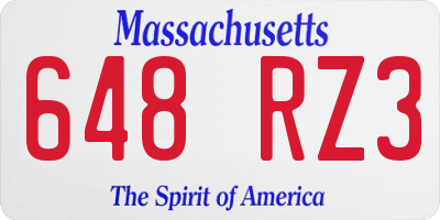 MA license plate 648RZ3