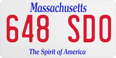 MA license plate 648SD0